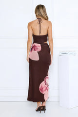 Blooming Belle Halter Maxi Dress Brown