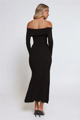 After Hours Aura Knit Off Shoulder Maxi Dress Black