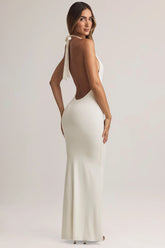 Modal Halterneck Maxi Dress in White
