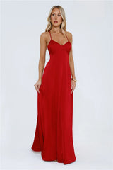 Luxe Horizon Satin Maxi Dress Red