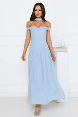 The Style Spotlight Off Shoulder Maxi Dress Blue