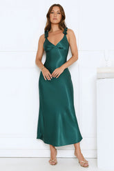 Petal Haze Satin Maxi Dress Teal