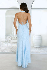 Little Fire Glow Halter Maxi Dress Blue