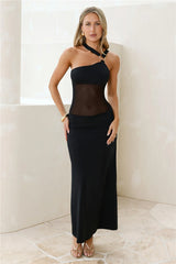 Femme Luxe One Shoulder Maxi Dress Black