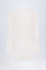 Cowl-Neck Mini Dress in White