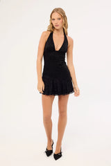 Luck & Trouble Heather Halter Mini Dress Black