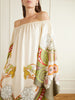 Goddess printed off-the-shoulder silk-twill midi dress