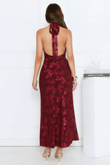 Where's My Tiara Halter Maxi Dress Burgundy