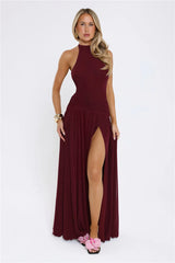 Sundown Soul Halter Midnight Blossoms Maxi Dress Plum