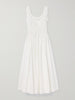 Emmaretta tie-detailed shirred cotton-voile midi dress