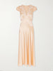 Coraline corded lace-trimmed silk-satin midi dress