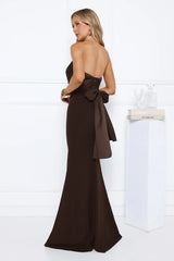 Luxe Nights Strapless Maxi Dress Chocolate