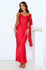 Lover Of Luxe Satin Maxi Dress Red