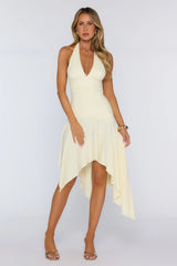 Glowberry Halter Midi Dress Yellow
