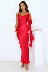 Lover Of Luxe Satin Maxi Dress Red