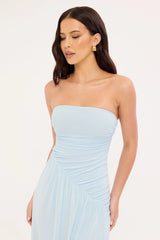 Luck & Trouble Benny Mesh Strapless Maxi Dress Blue