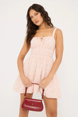 Luck & Trouble Ditsy Floral Isola Mini Dress Pink Floral