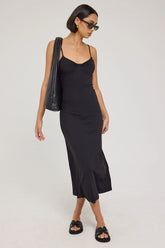 Luck & Trouble Cindi Jersey Midi Dress Black
