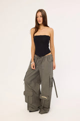 Neovision Stealth Pocket Wide Leg Cargo Pant Charcoal