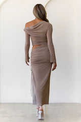 Moonweave Long Sleeve Maxi Dress Brown