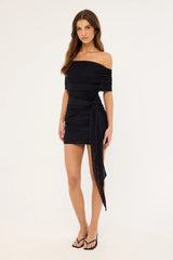 Luck & Trouble Elyse Recycled Off Shoulder Mini Dress Black