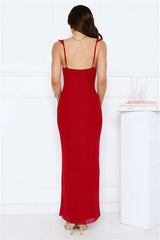 Serenade Style Mesh Maxi Dress Red
