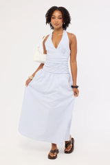 Perfect Stranger Skye Stripe Halter Maxi Dress Blue Stripe