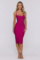 Bodycon Energy Bandage Midi Dress Magenta