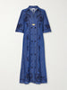 Aster embroidered denim midi dress