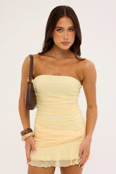 Luck & Trouble Malia Strapless Mini Dress Butter Yellow