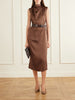 Belted satin midi dress