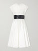 Belted cotton-poplin midi dress
