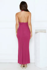 Dusktime Desire Halter Maxi Dress Plum