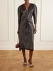 Dolman belted leather midi dress