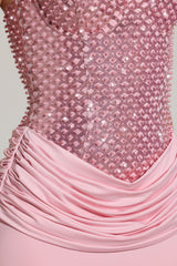 Embellished Corset Maxi Dress in Blush Pink