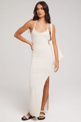 Perfect Stranger Soleil Crochet Midi Dress Nude