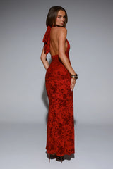 Dewy Whisper Halter Maxi Dress Wine
