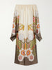 Goddess printed off-the-shoulder silk-twill midi dress