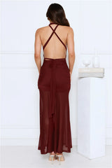 High Key Muse Mesh Maxi Dress Burgundy