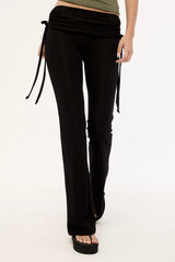 Luck & Trouble Billie Fold Over Rib Pant Black
