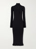 Monet ribbed-knit cotton-blend midi dress