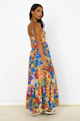 Blossom Garden Maxi Dress Orange