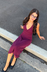 Motel Gabriella Midi Dress Basic Polka Flock Berry