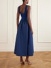 Sleeveless ponte and poplin midi dress