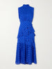 Fleur polka-dot ruffled fil coupé silk-blend crepe de chine midi dress
