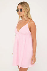 Luck & Trouble Posed Rose Mini Dress Pink Stripe