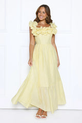 Magnetic Energy Off Shoulder Maxi Dress Yellow