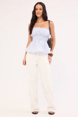 Perfect Stranger Skye Stripe Strapless Top Blue Stripe