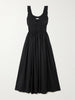 Emmaretta tie-detailed shirred organic cotton-voile midi dress