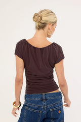Perfect Stranger Adoria Keyhole Jersey Top Plum
